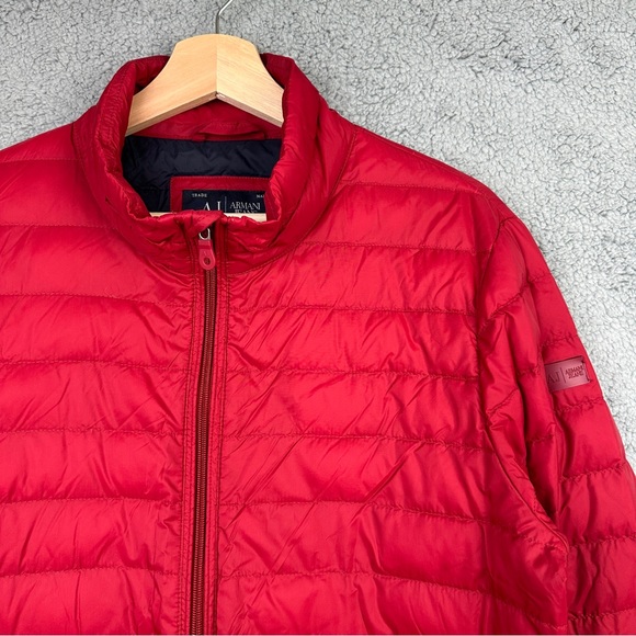 Armani Jeans Vibrant Red Quilted Jacket Men’s Size Large - Picture 2 of 16